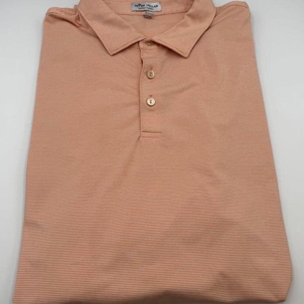 Peter millar summer comfort polo XXL orange white stripe. Richland golf club XXL